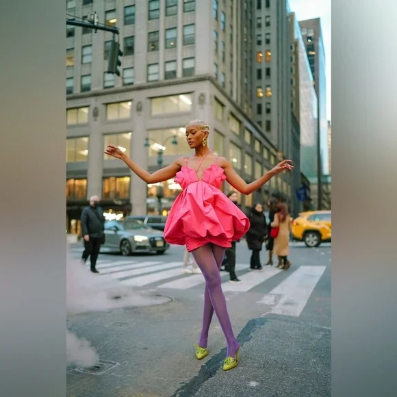 Hot Pink Puff Dress